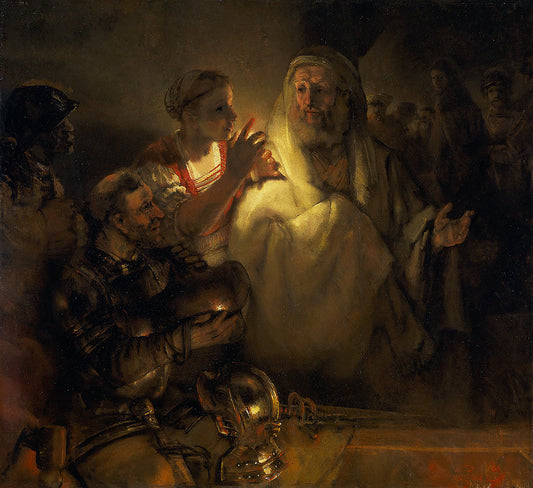 The Denial of St. Peter (Oil Painting) by Rembrandt